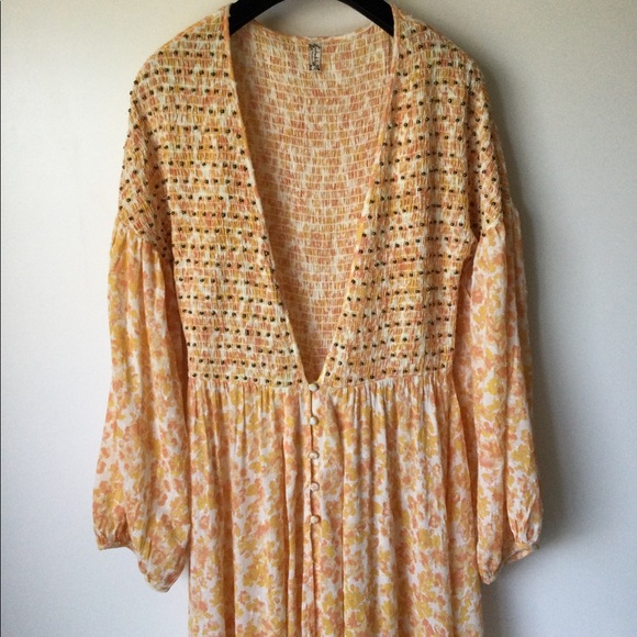 FREE PEOPLE KADENCE ROBE BEADED DUSTER KIMONO DRESS SZ M Spell - Picture 4 of 14